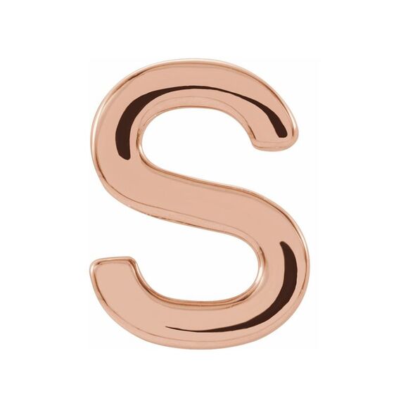 Single, 14k Rose Gold Initial S Post Earring, 6 x 8mm